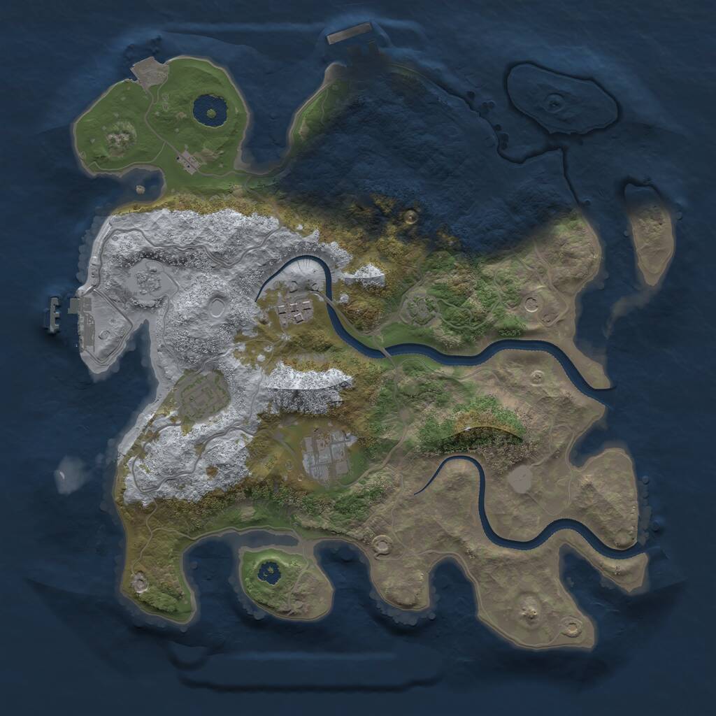 Rust Map: Procedural Map, Size: 3200, Seed: 440737514, 9 Monuments