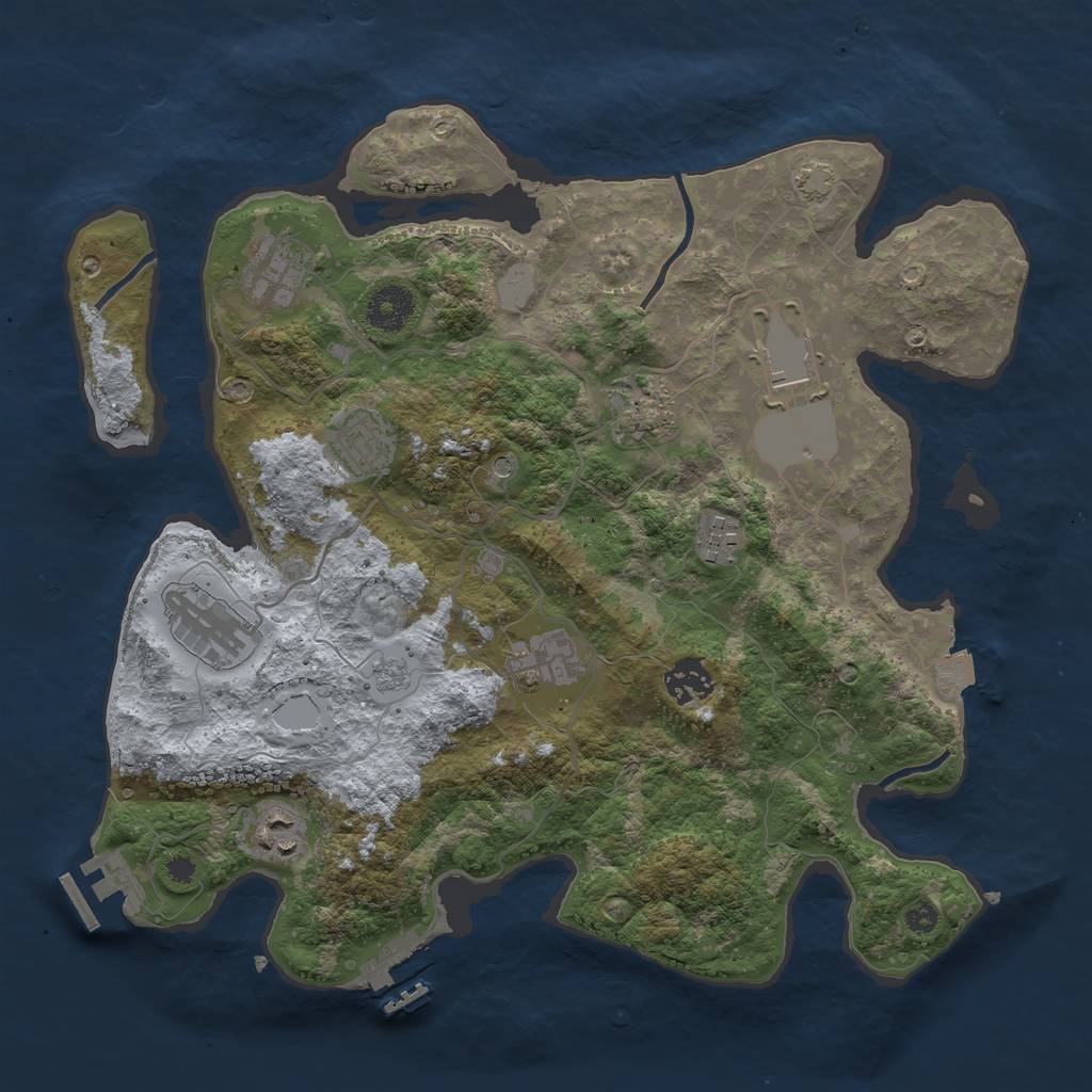 Rust Map: Procedural Map, Size: 3500, Seed: 1189019934, 17 Monuments
