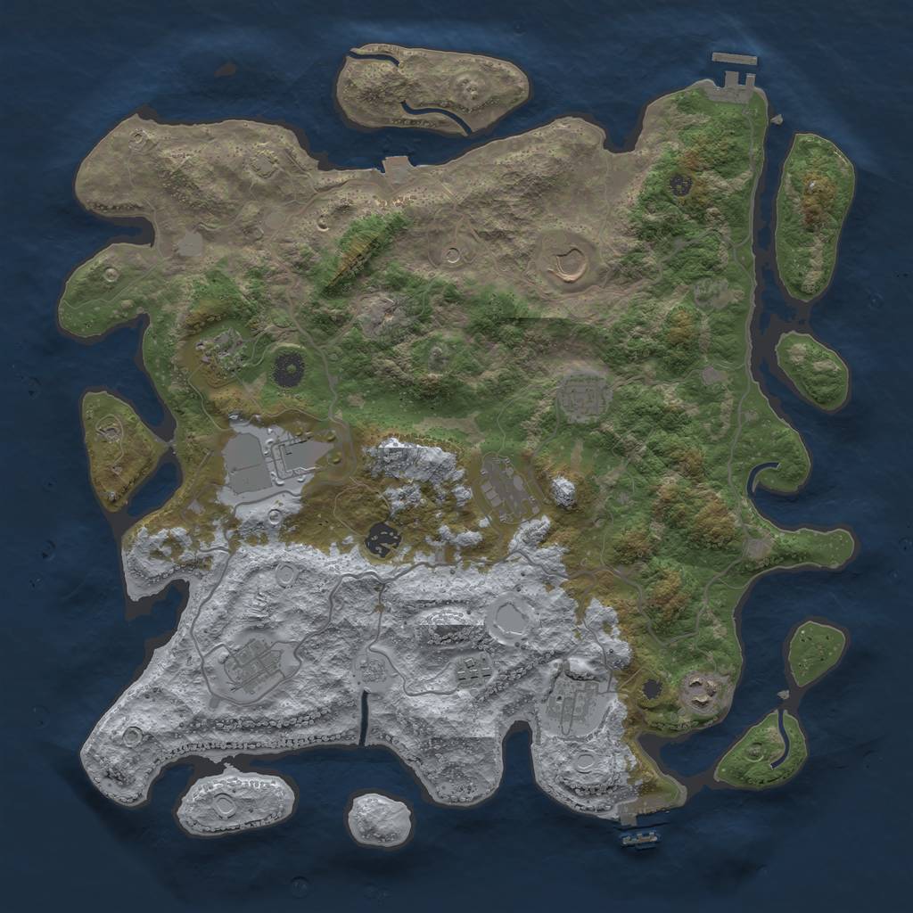 Rust Map: Procedural Map, Size: 4096, Seed: 54000, 18 Monuments