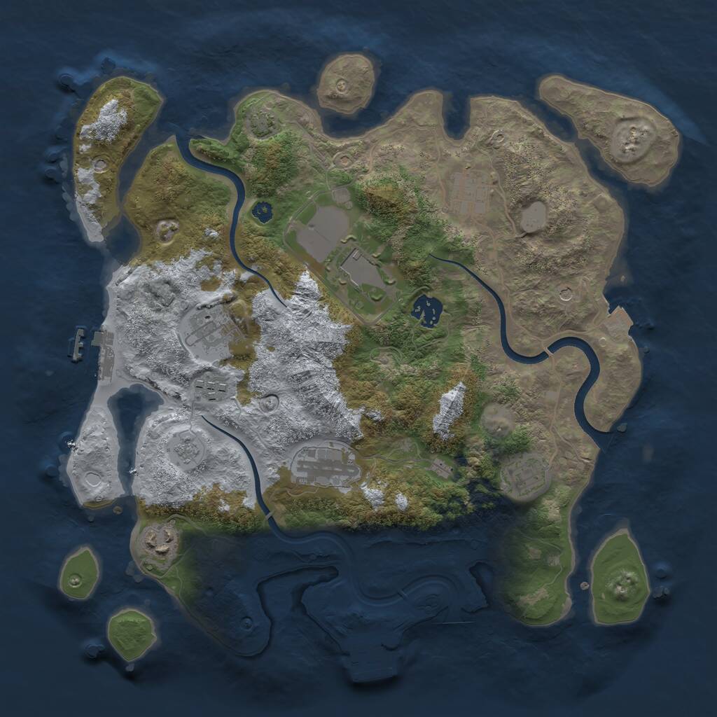 Rust Map: Procedural Map, Size: 3500, Seed: 299886204, 14 Monuments