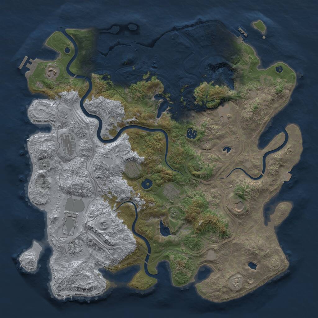 Rust Map: Procedural Map, Size: 4500, Seed: 2136829060, 16 Monuments