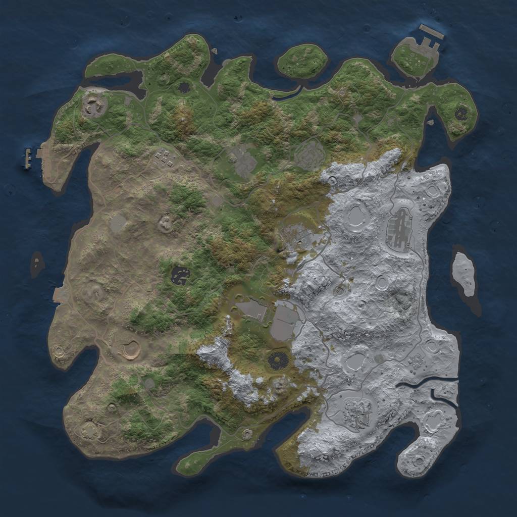 Rust Map: Procedural Map, Size: 4000, Seed: 8881010, 18 Monuments