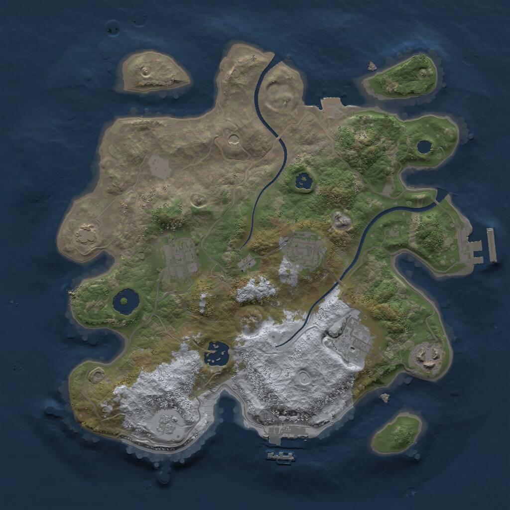 Rust Map: Procedural Map, Size: 3000, Seed: 1196020649, 11 Monuments