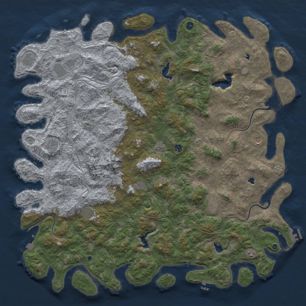 Rust Map: Procedural Map, Size: 6000, Seed: 6373725, 17 Monuments