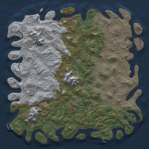 Thumbnail Rust Map: Procedural Map, Size: 6000, Seed: 6373725, 19 Monuments