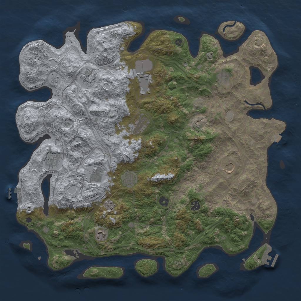 Rust Map: Procedural Map, Size: 4500, Seed: 80000, 19 Monuments
