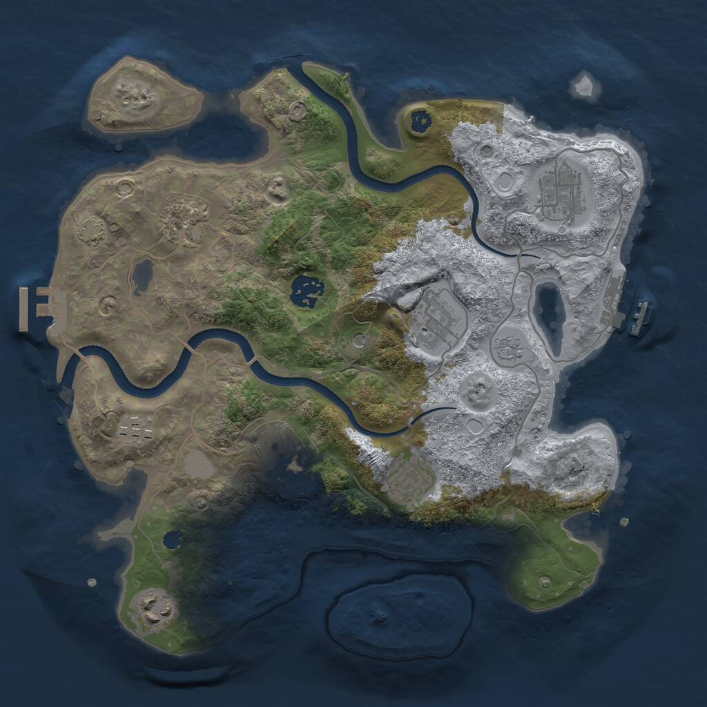 Rust Map: Procedural Map, Size: 3200, Seed: 673663638, 14 Monuments
