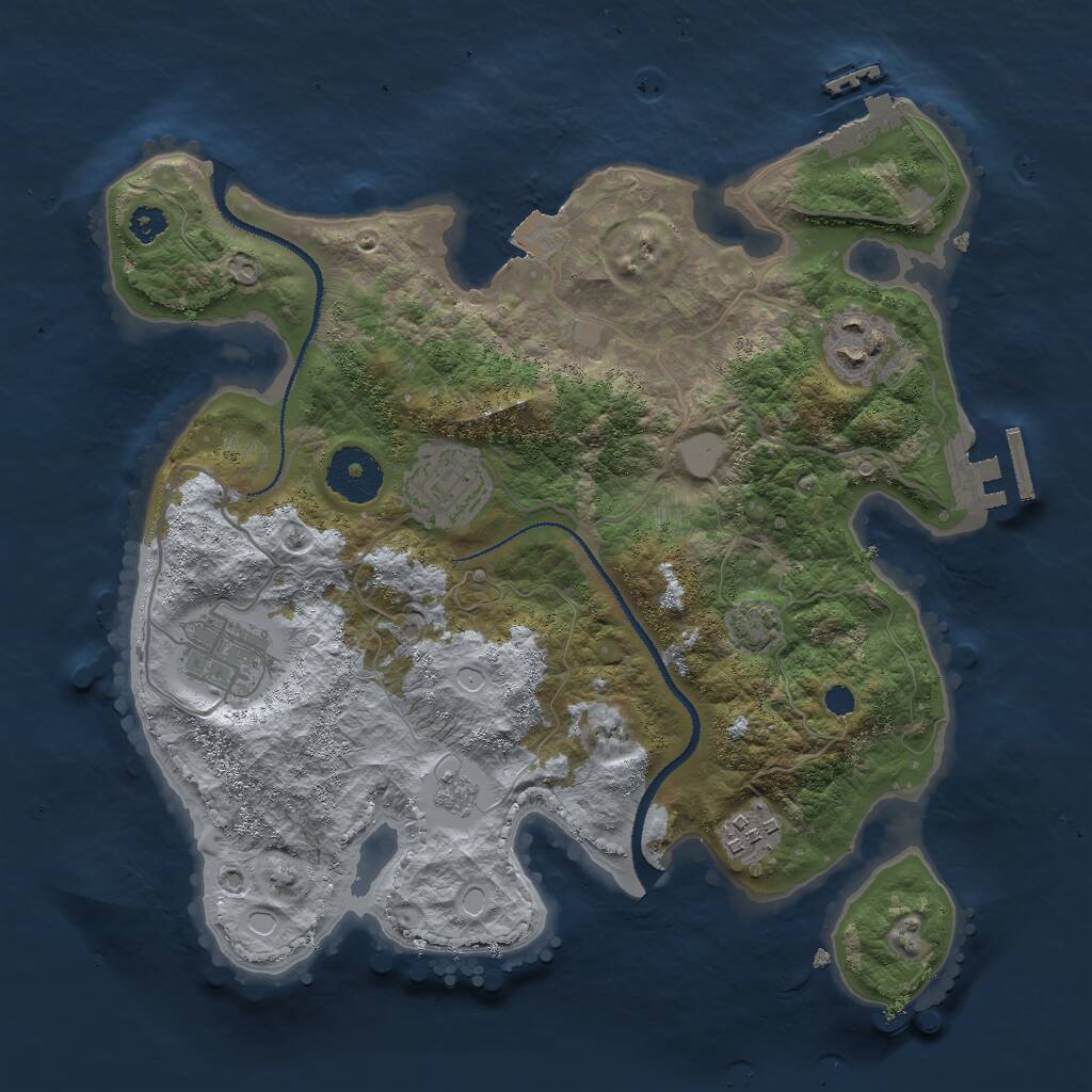 Rust Map: Procedural Map, Size: 3000, Seed: 1157628171, 9 Monuments