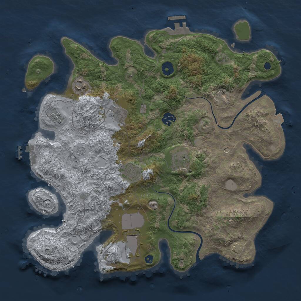Rust Map: Procedural Map, Size: 3500, Seed: 2017396048, 13 Monuments