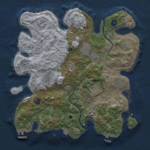 Thumbnail Rust Map: Procedural Map, Size: 3500, Seed: 843713485, 15 Monuments