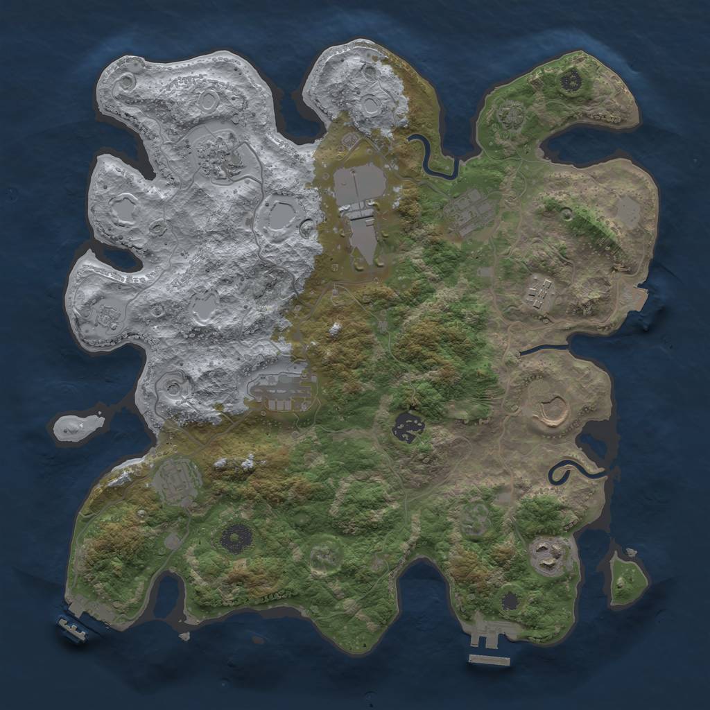 Rust Map: Procedural Map, Size: 3500, Seed: 843713485, 17 Monuments