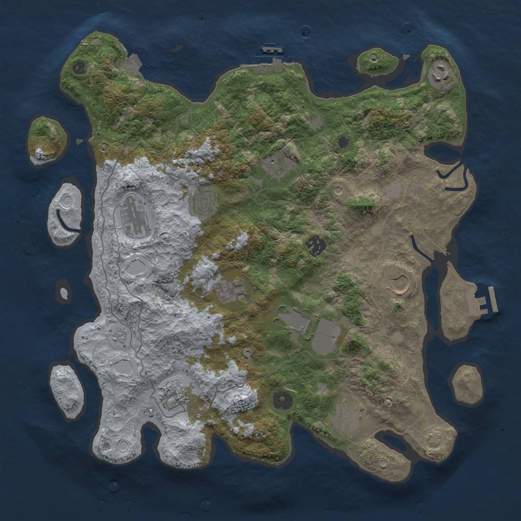 Rust Map: Procedural Map, Size: 4000, Seed: 140254779, 18 Monuments