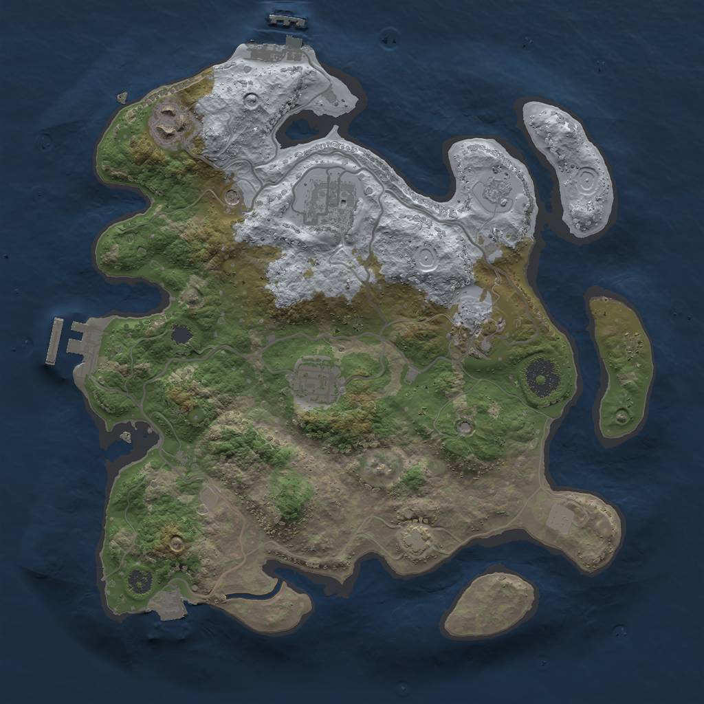 Rust Map: Procedural Map, Size: 3000, Seed: 874618942, 12 Monuments