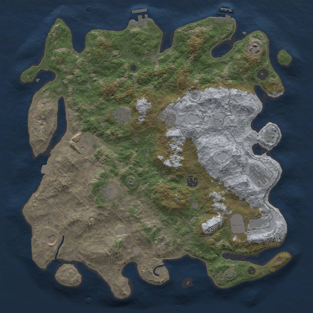 Rust Map: Procedural Map, Size: 4200, Seed: 505543797, 19 Monuments