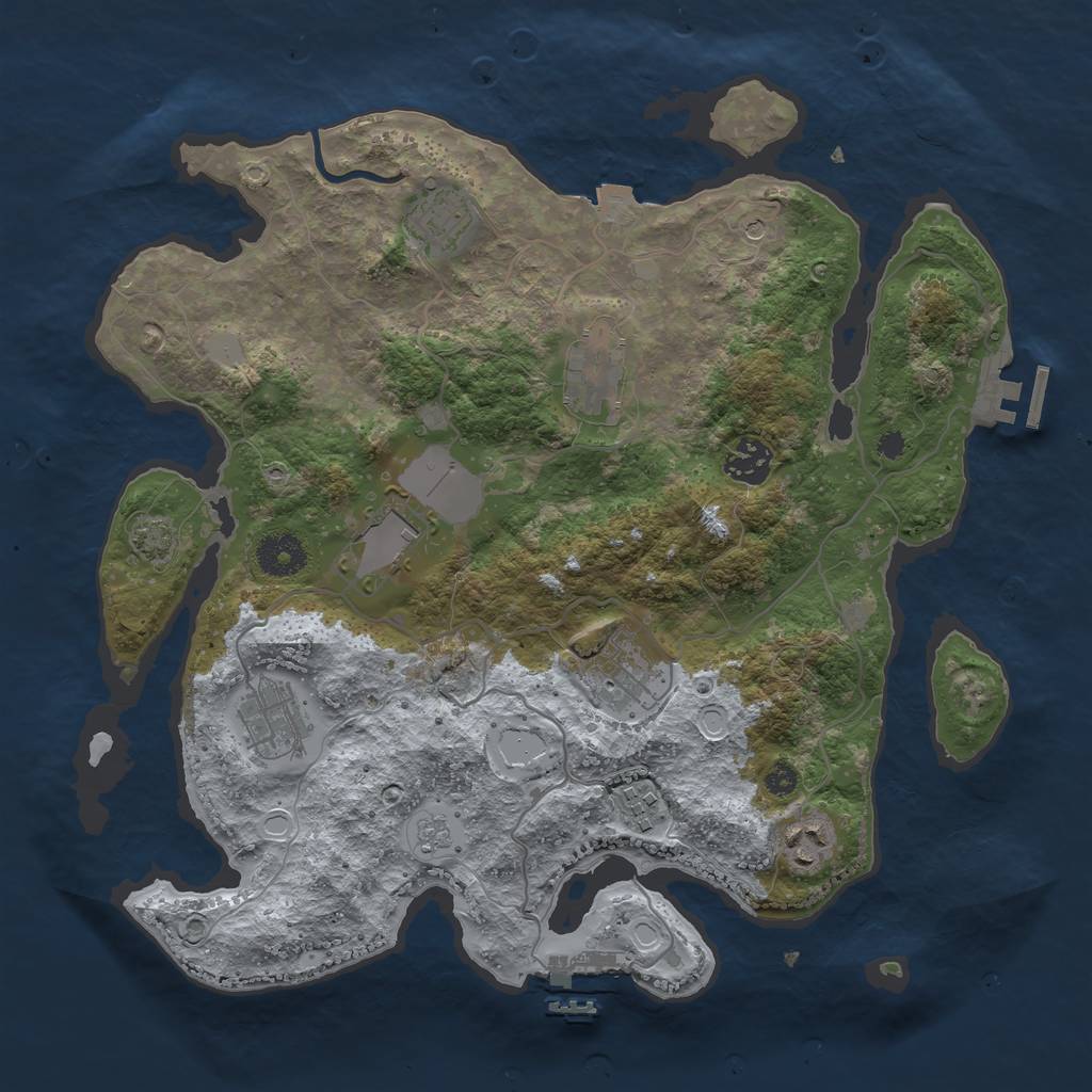 Rust Map: Procedural Map, Size: 3501, Seed: 2401, 16 Monuments