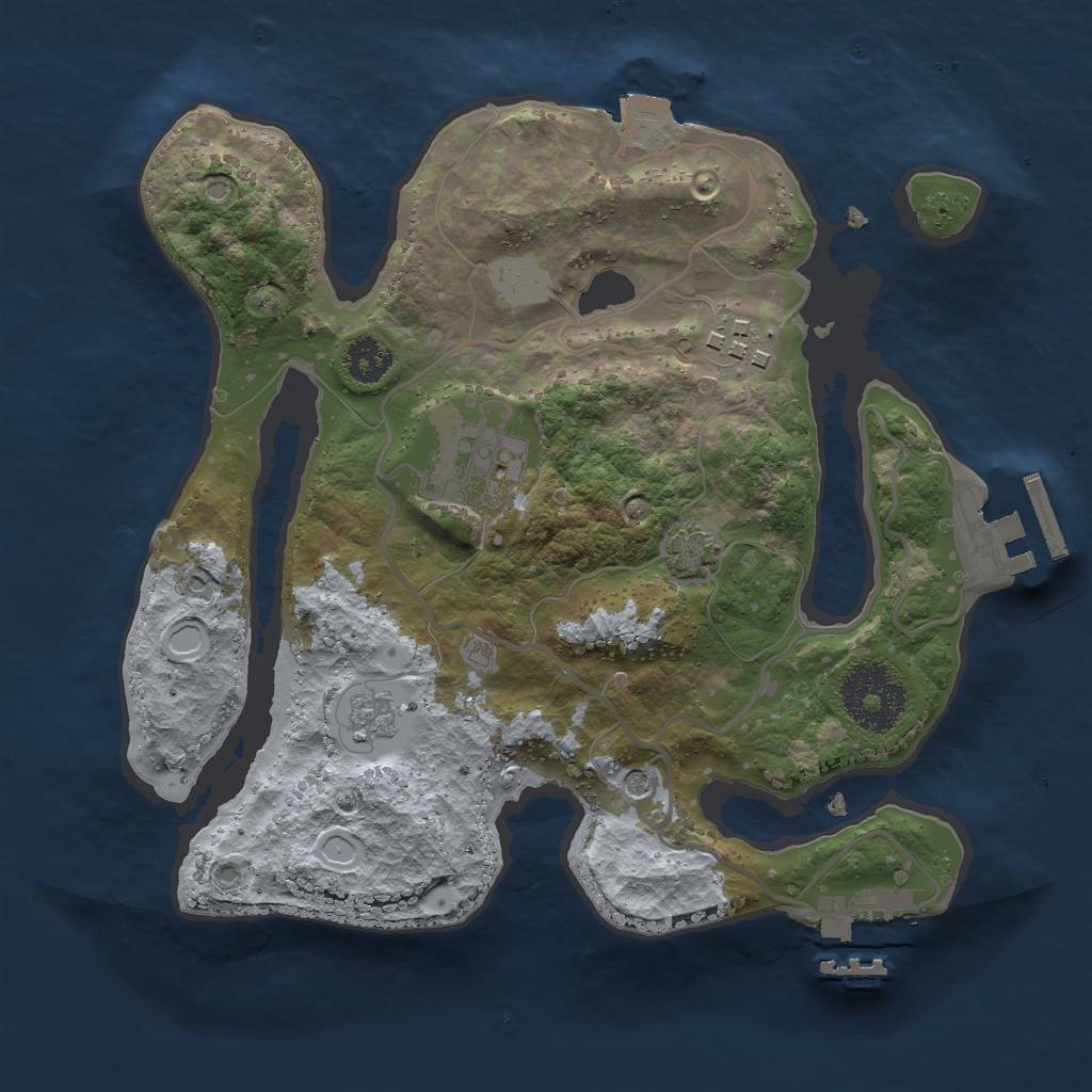 Rust Map: Procedural Map, Size: 2500, Seed: 66755, 10 Monuments