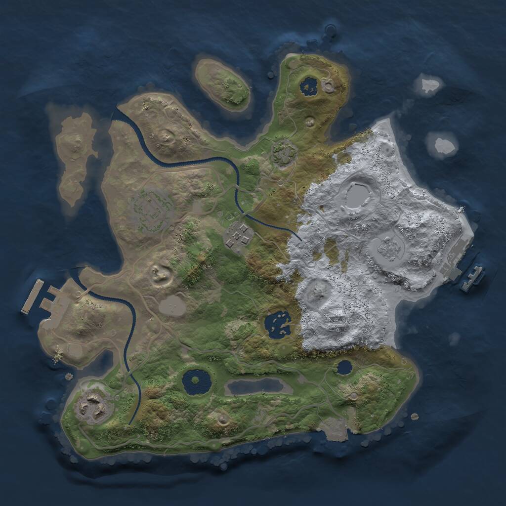 Rust Map: Procedural Map, Size: 2750, Seed: 334092095, 9 Monuments