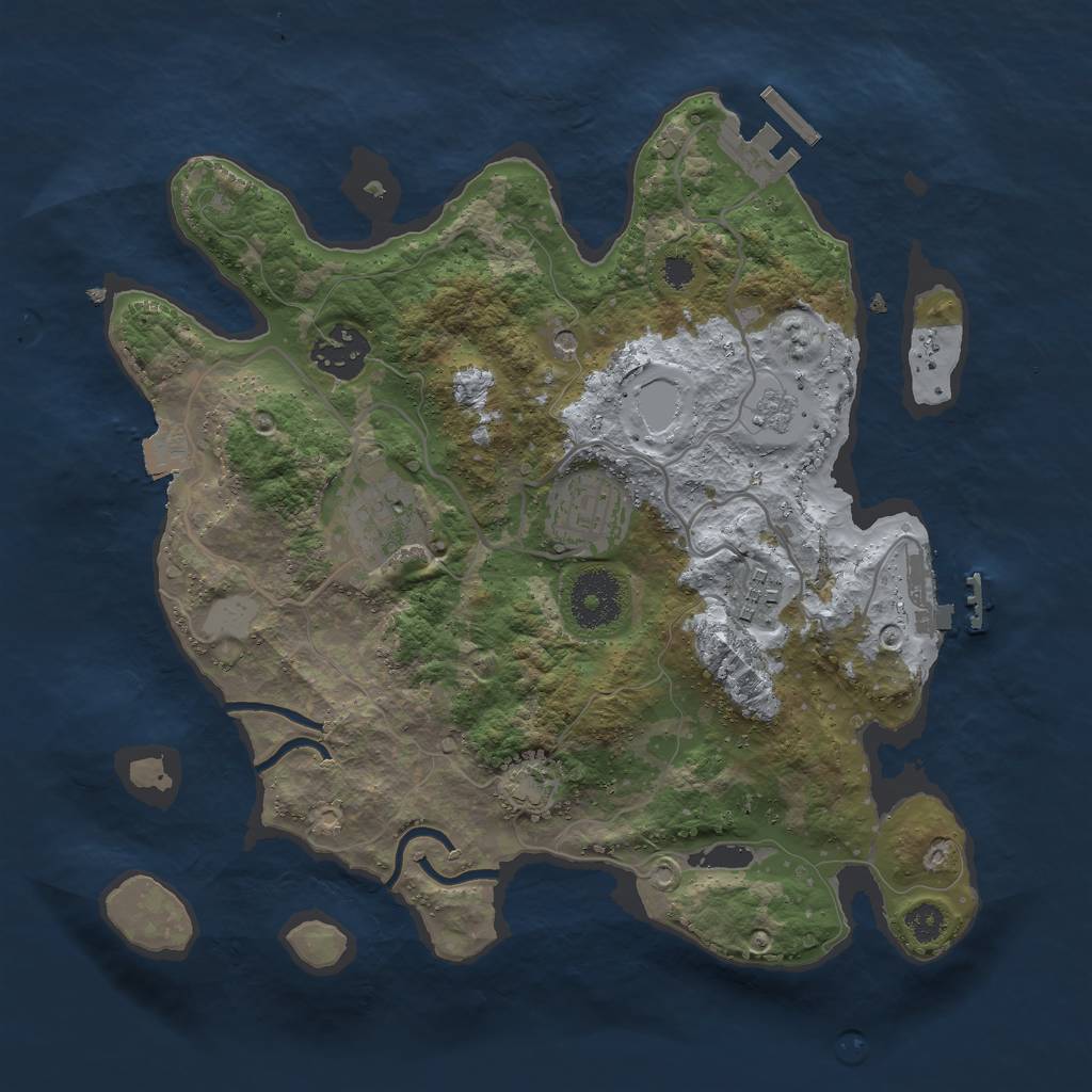 Rust Map: Procedural Map, Size: 3000, Seed: 324833732, 12 Monuments