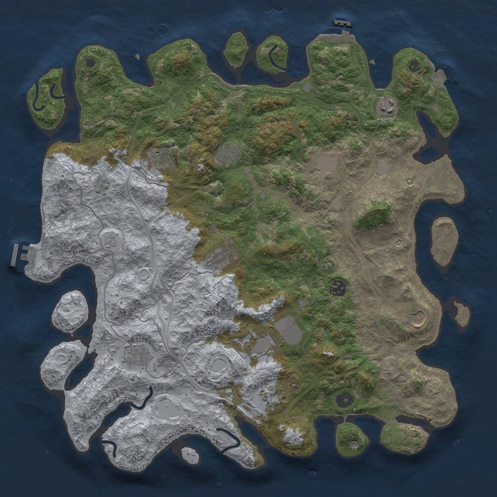 Rust Map: Procedural Map, Size: 4500, Seed: 2049509480, 19 Monuments