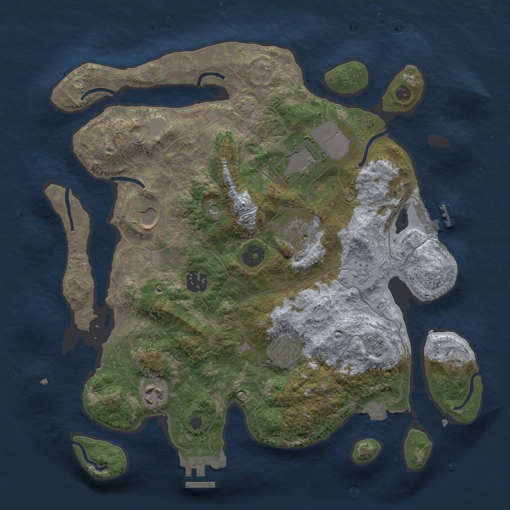 Rust Map: Procedural Map, Size: 3500, Seed: 1300099014, 15 Monuments