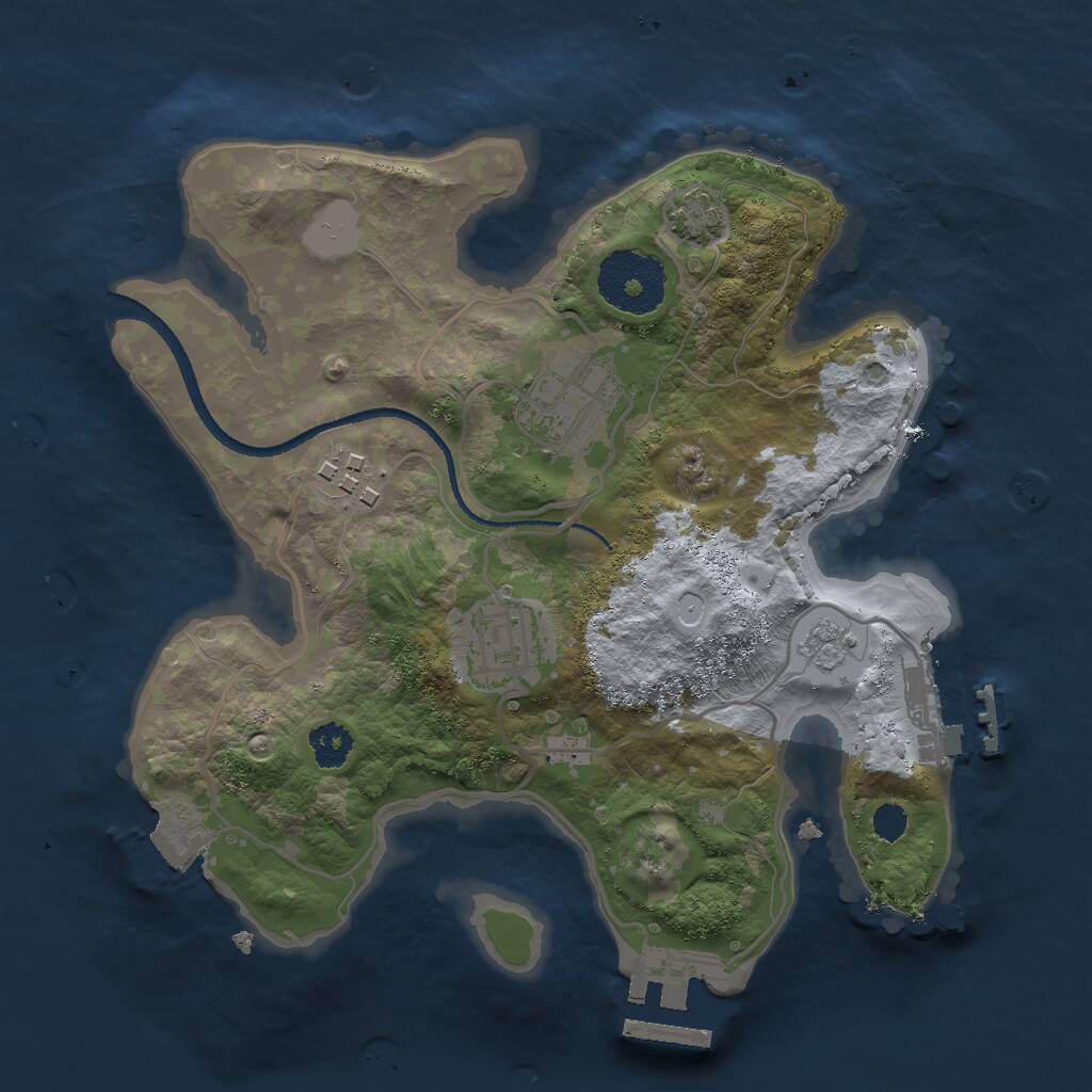 Rust Map: Procedural Map, Size: 2500, Seed: 196786343, 8 Monuments