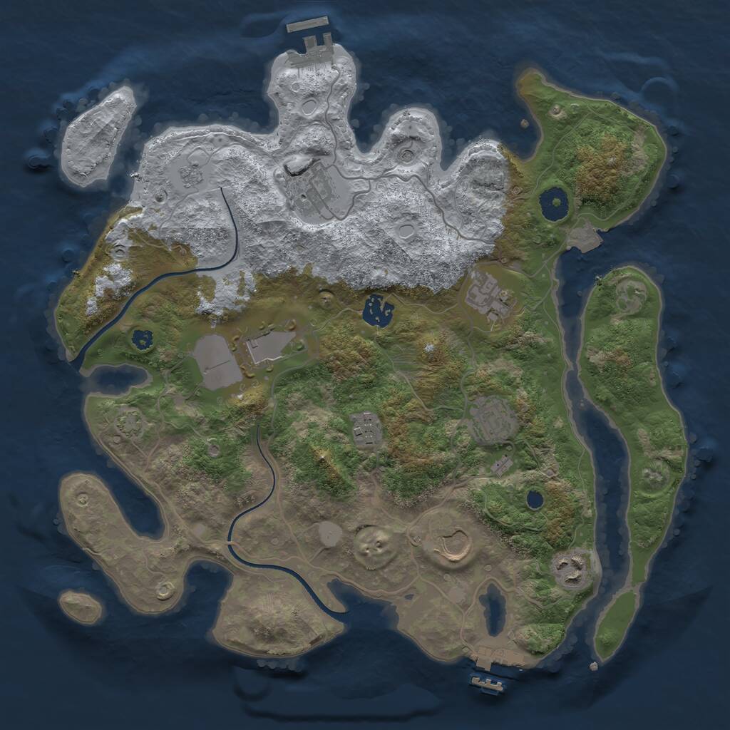 Rust Map: Procedural Map, Size: 3500, Seed: 540855813, 14 Monuments