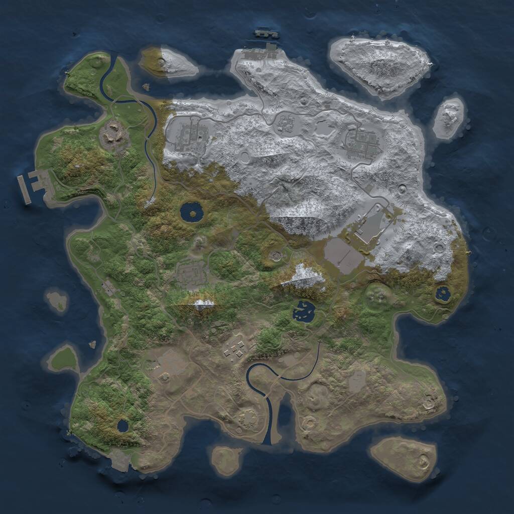 Rust Map: Procedural Map, Size: 3500, Seed: 705701780, 14 Monuments