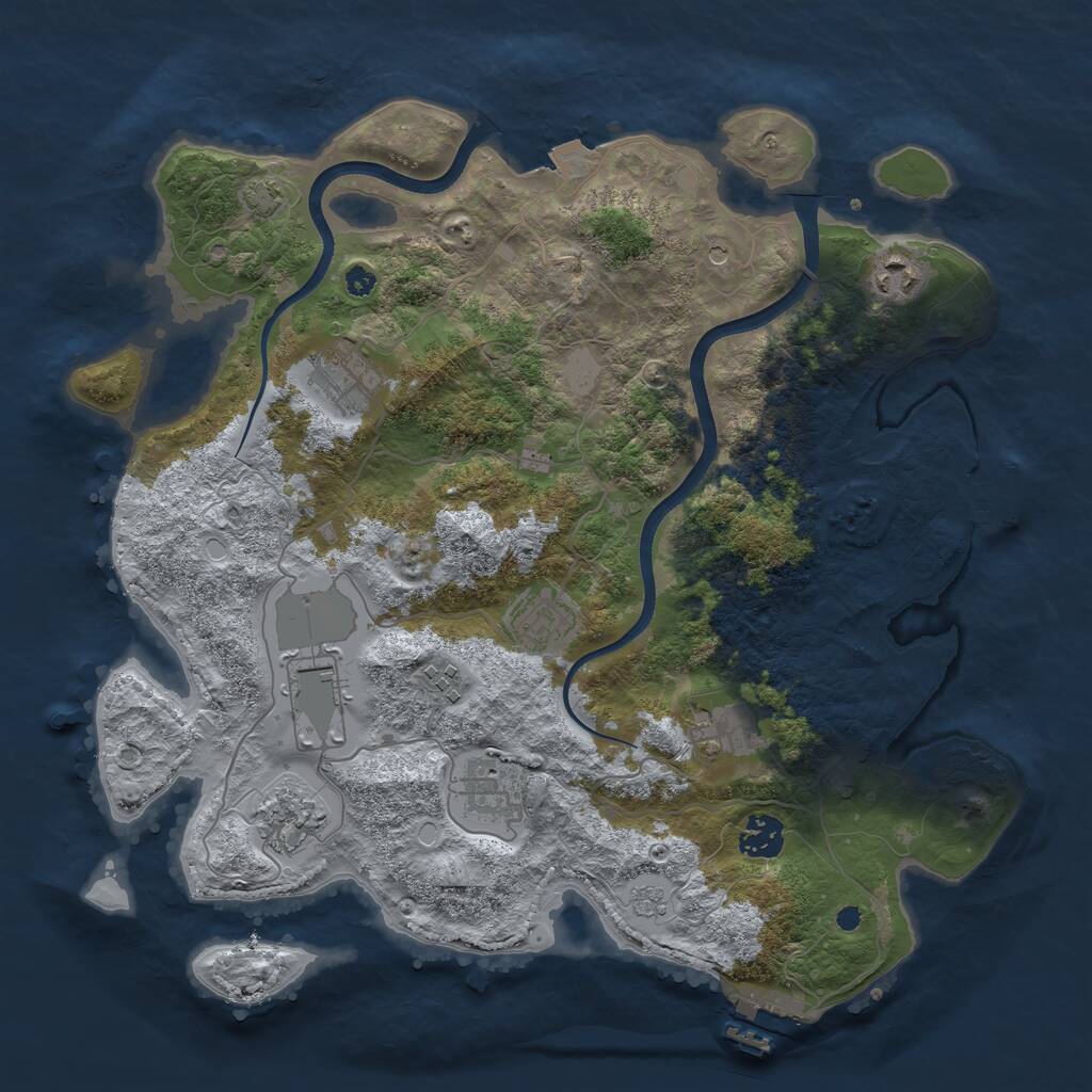 Rust Map: Procedural Map, Size: 3650, Seed: 12004390, 15 Monuments