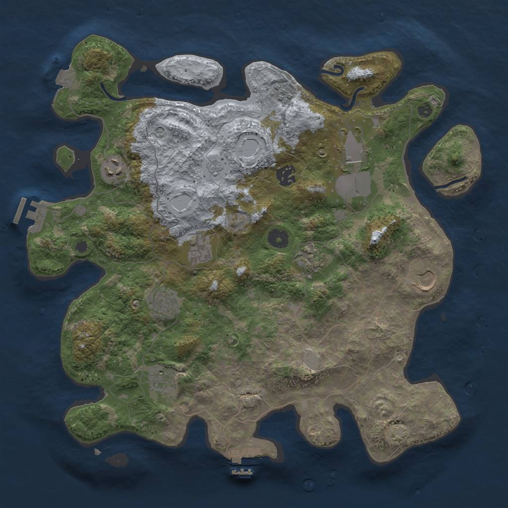Rust Map: Procedural Map, Size: 3750, Seed: 1232347760, 17 Monuments