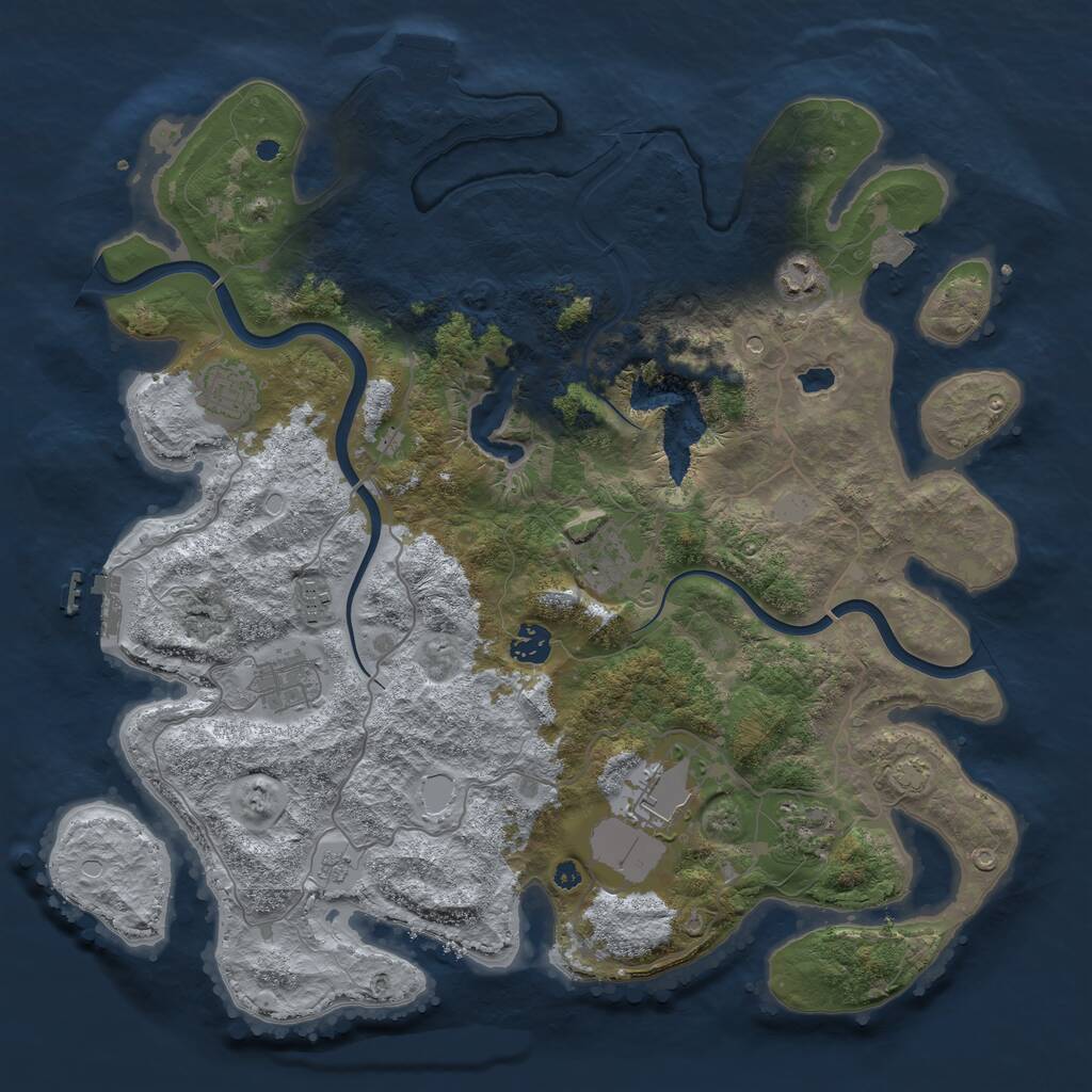 Rust Map: Procedural Map, Size: 4000, Seed: 454646, 14 Monuments