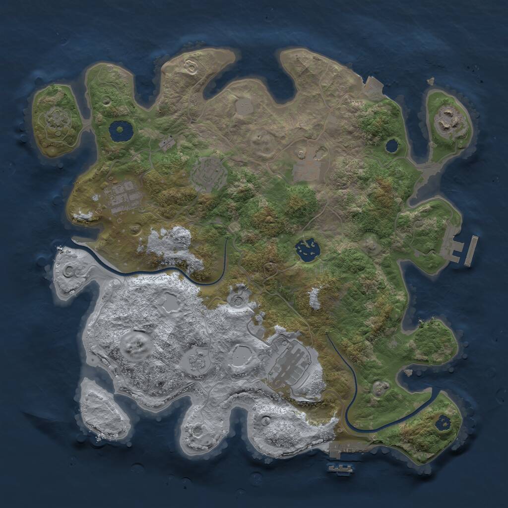 Rust Map: Procedural Map, Size: 3300, Seed: 1810289254, 12 Monuments