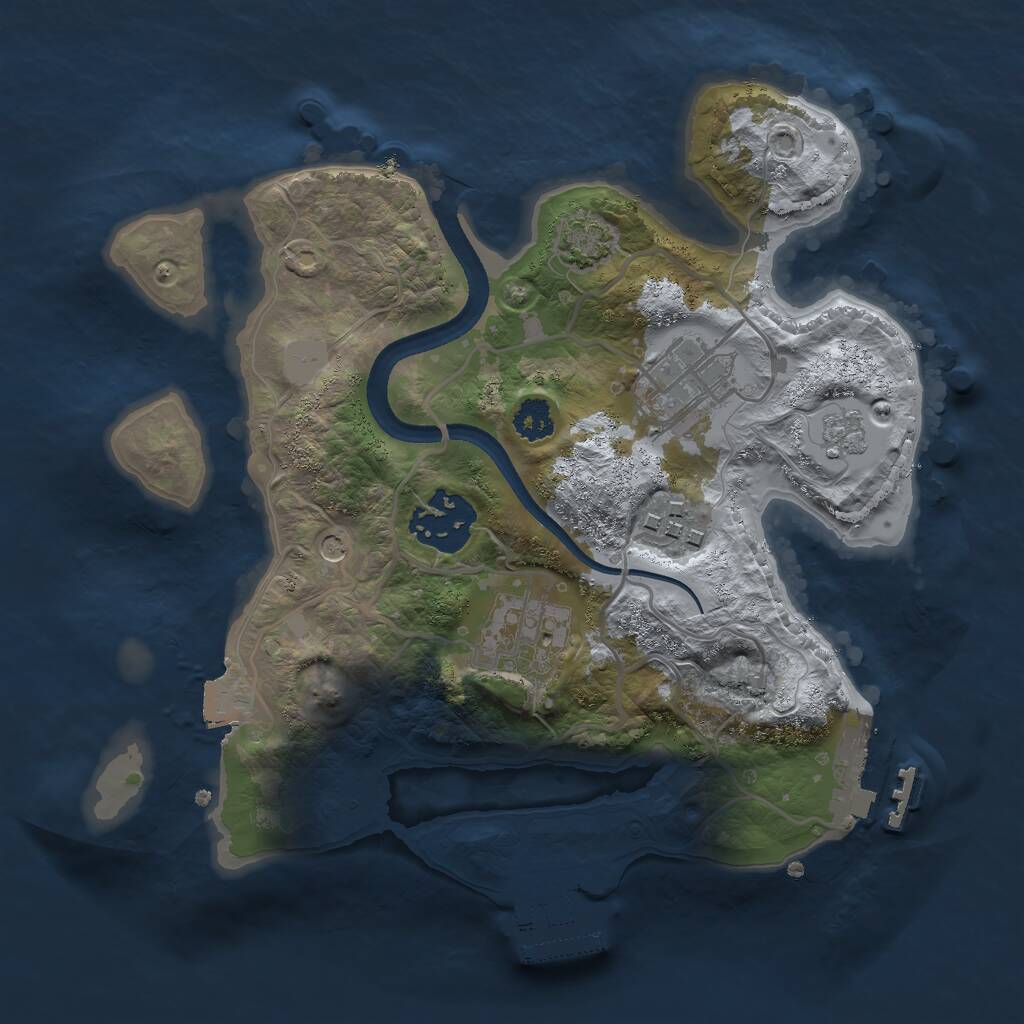 Rust Map: Procedural Map, Size: 2500, Seed: 33015, 10 Monuments