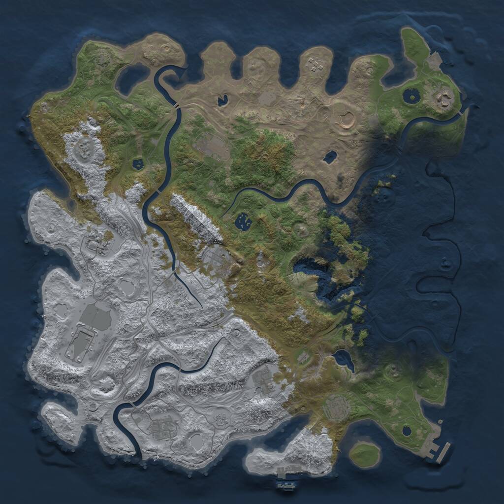Rust Map: Procedural Map, Size: 4500, Seed: 837379723, 17 Monuments