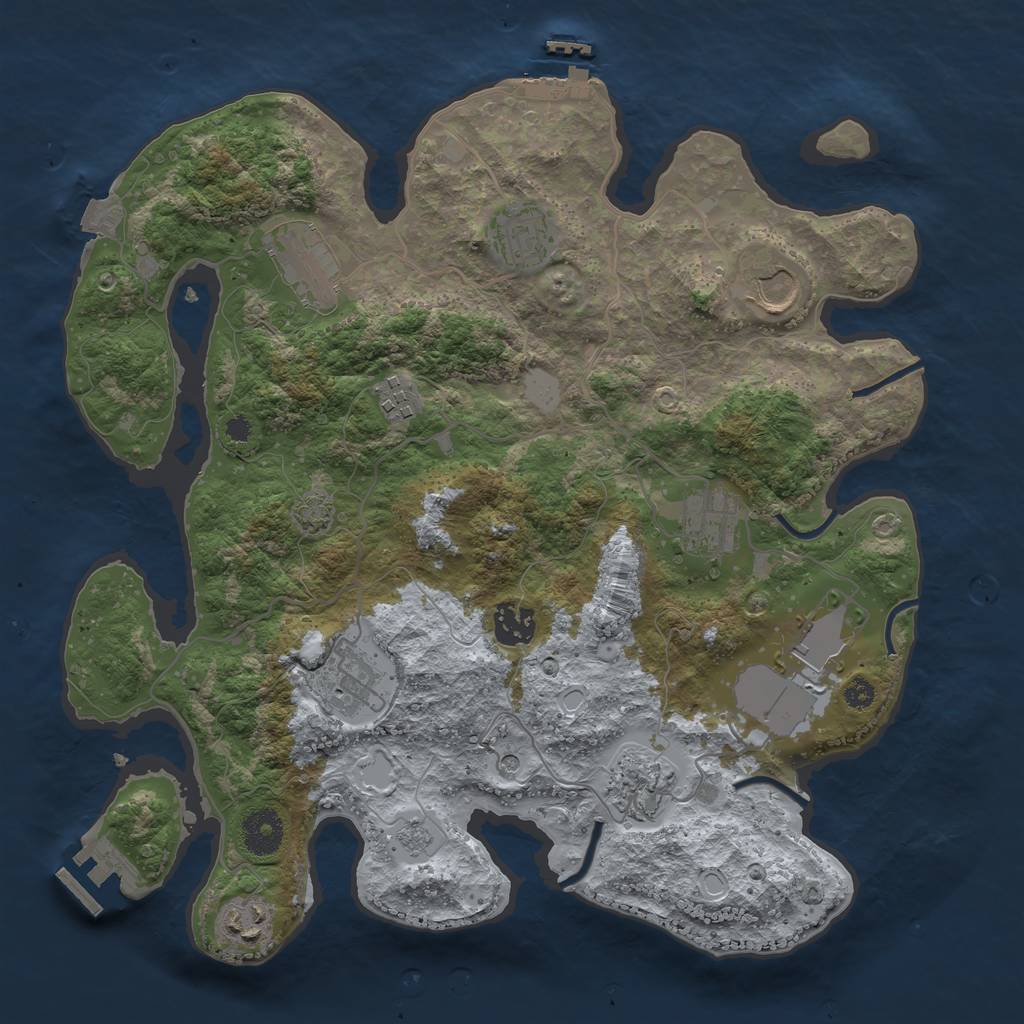 Rust Map: Procedural Map, Size: 3500, Seed: 1618768990, 18 Monuments