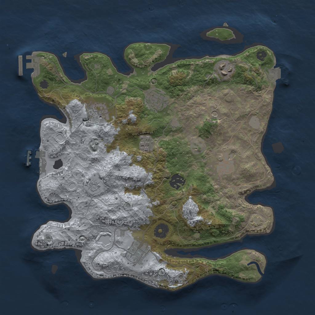 Rust Map: Procedural Map, Size: 3200, Seed: 33333, 15 Monuments
