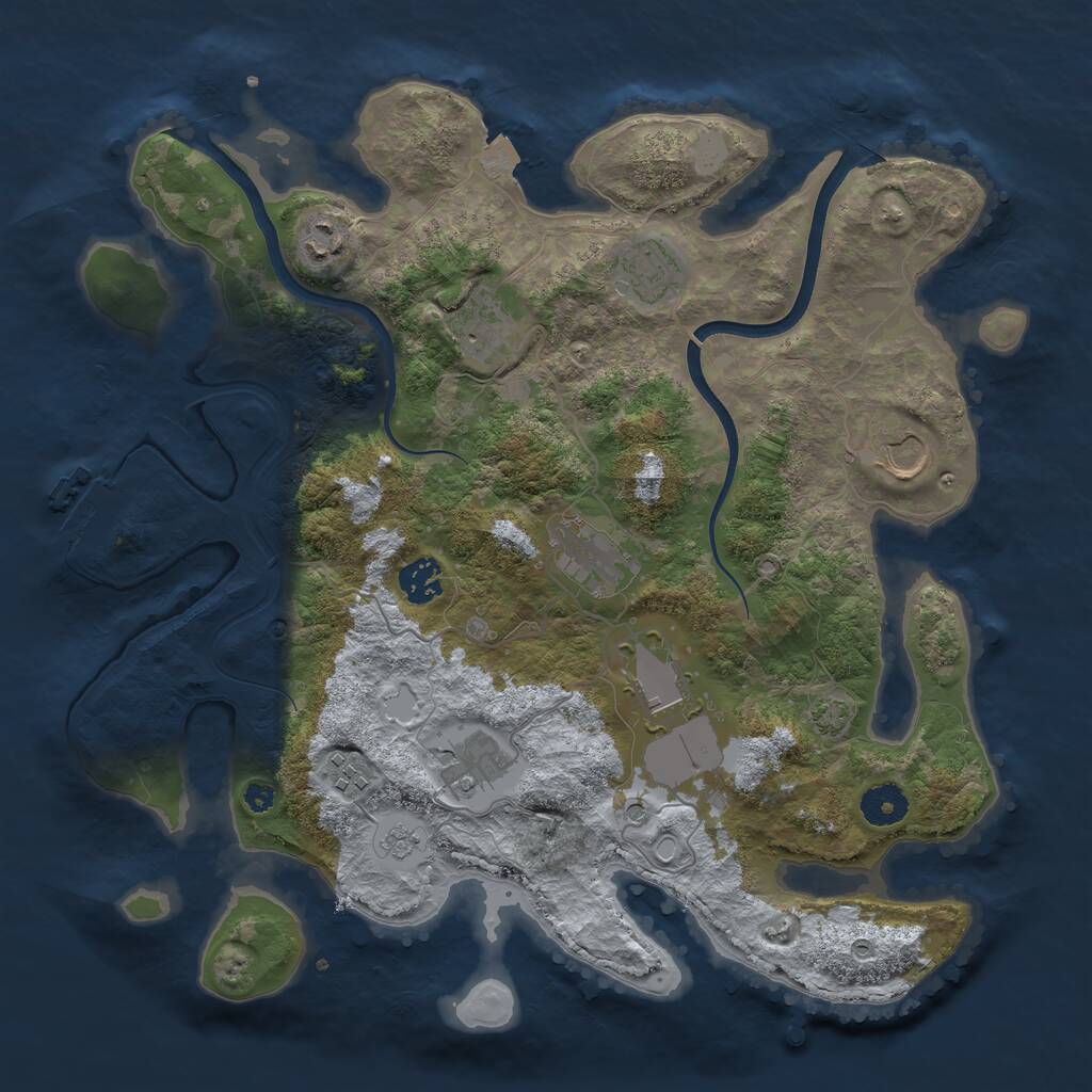 Rust Map: Procedural Map, Size: 3700, Seed: 52619869, 14 Monuments