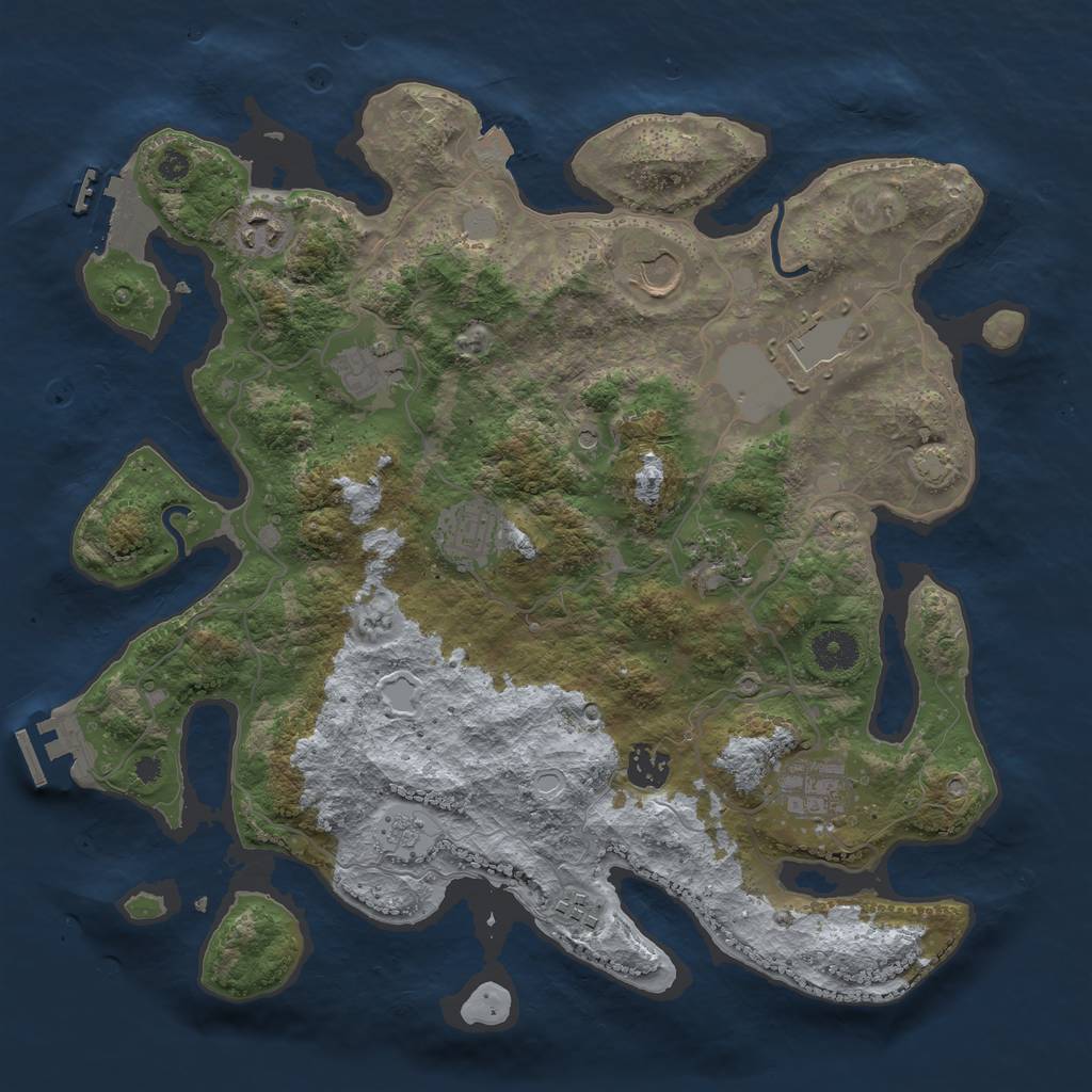 Rust Map: Procedural Map, Size: 3700, Seed: 52619869, 17 Monuments