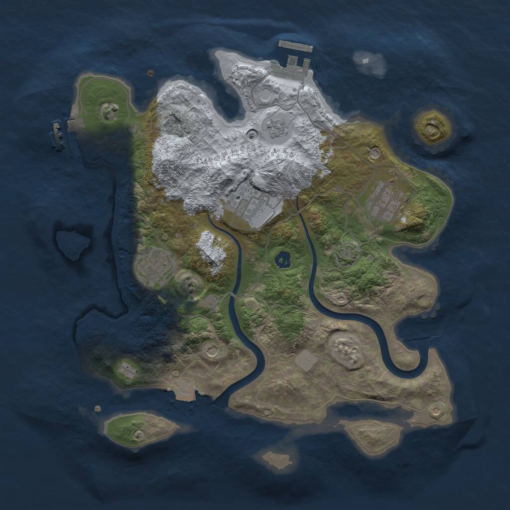 Rust Map: Procedural Map, Size: 3000, Seed: 447891955, 9 Monuments
