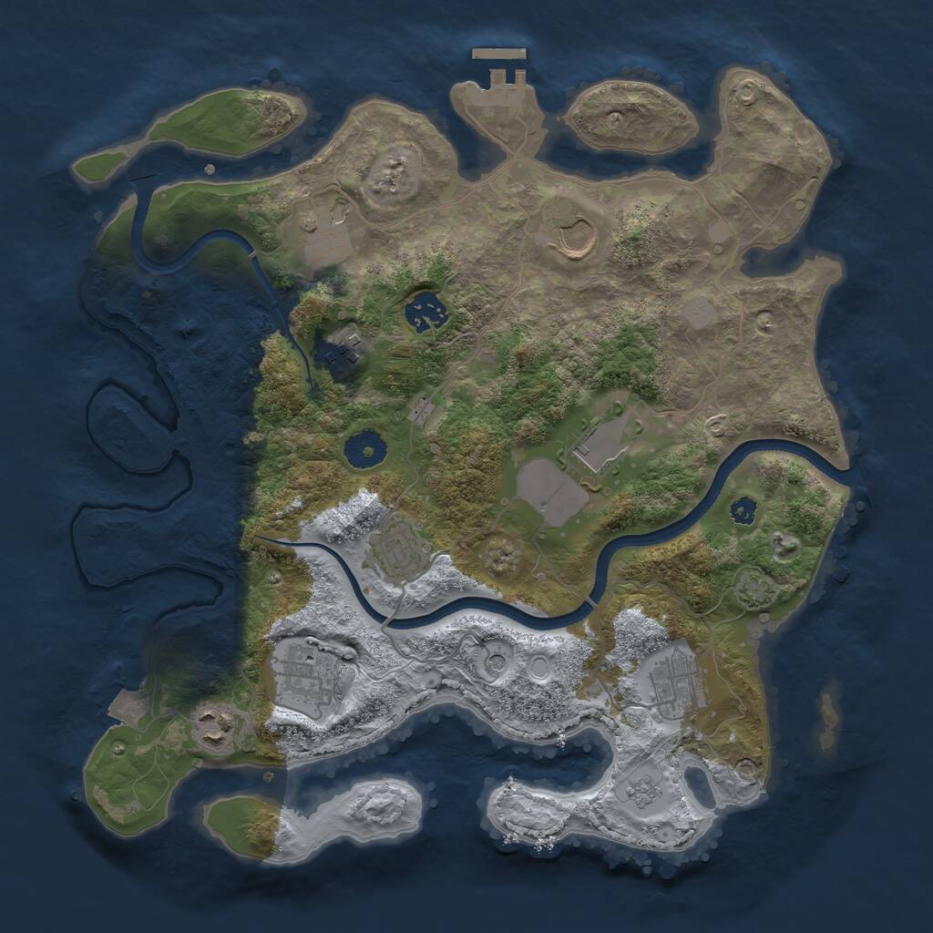 Rust Map: Procedural Map, Size: 3500, Seed: 123883, 14 Monuments