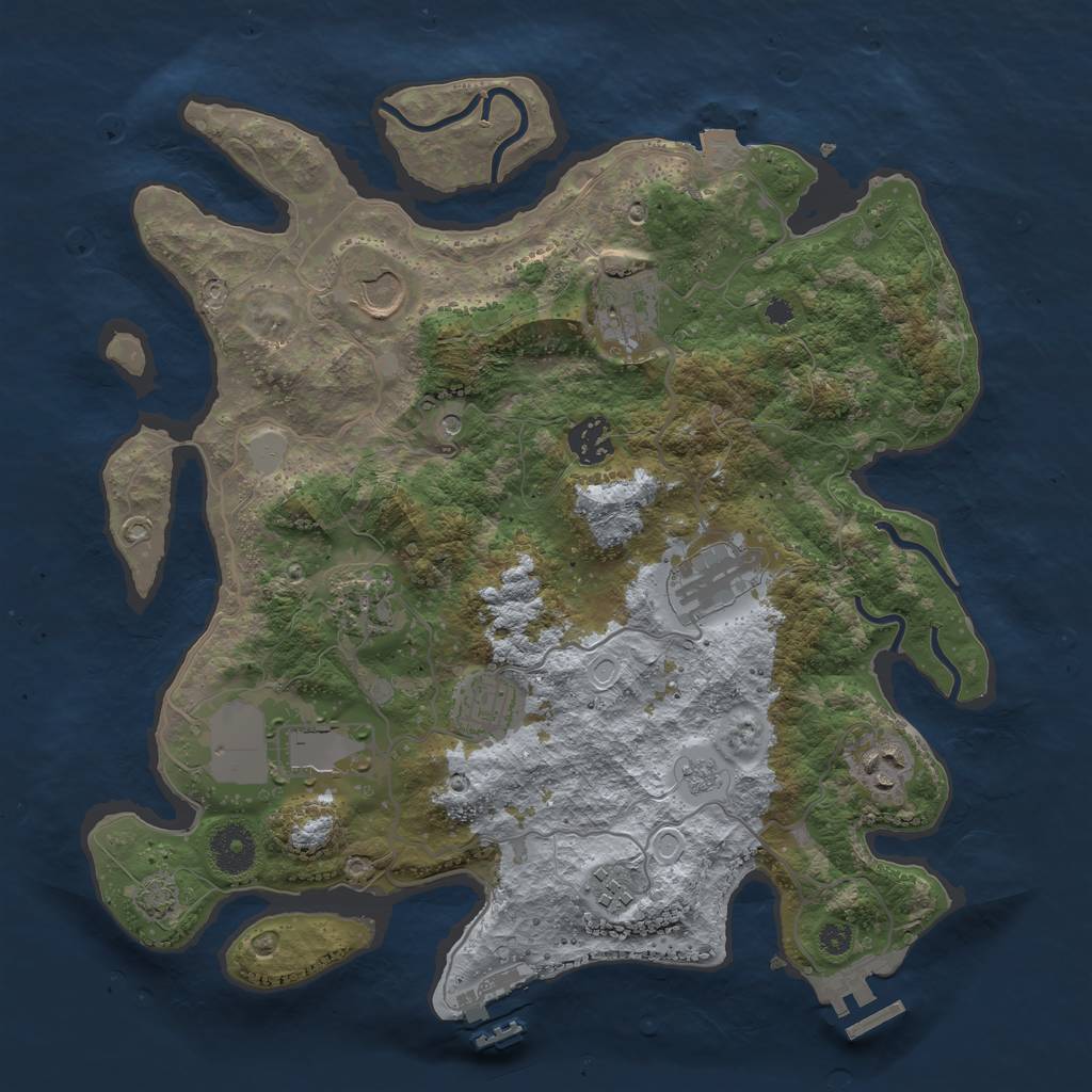 Rust Map: Procedural Map, Size: 3500, Seed: 12388380, 17 Monuments