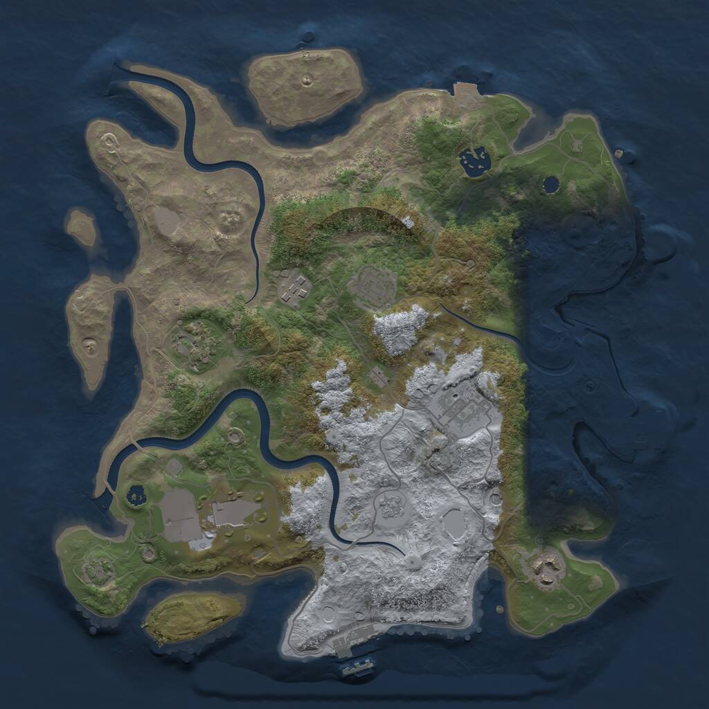 Rust Map: Procedural Map, Size: 3500, Seed: 12388380, 13 Monuments