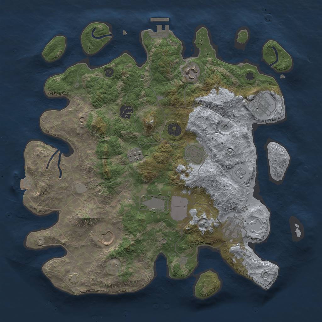 Rust Map: Procedural Map, Size: 3500, Seed: 1533269963, 15 Monuments