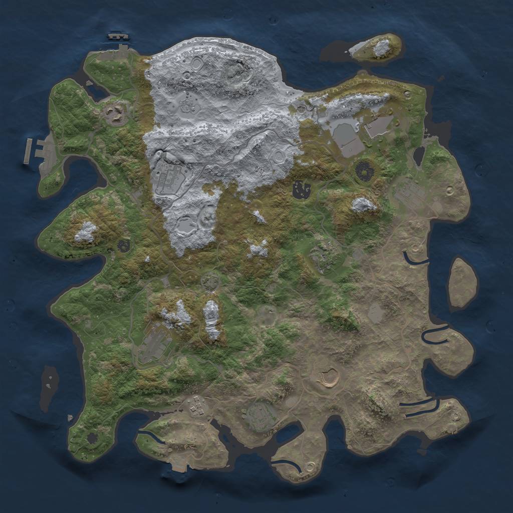 Rust Map: Procedural Map, Size: 4000, Seed: 2008035119, 18 Monuments