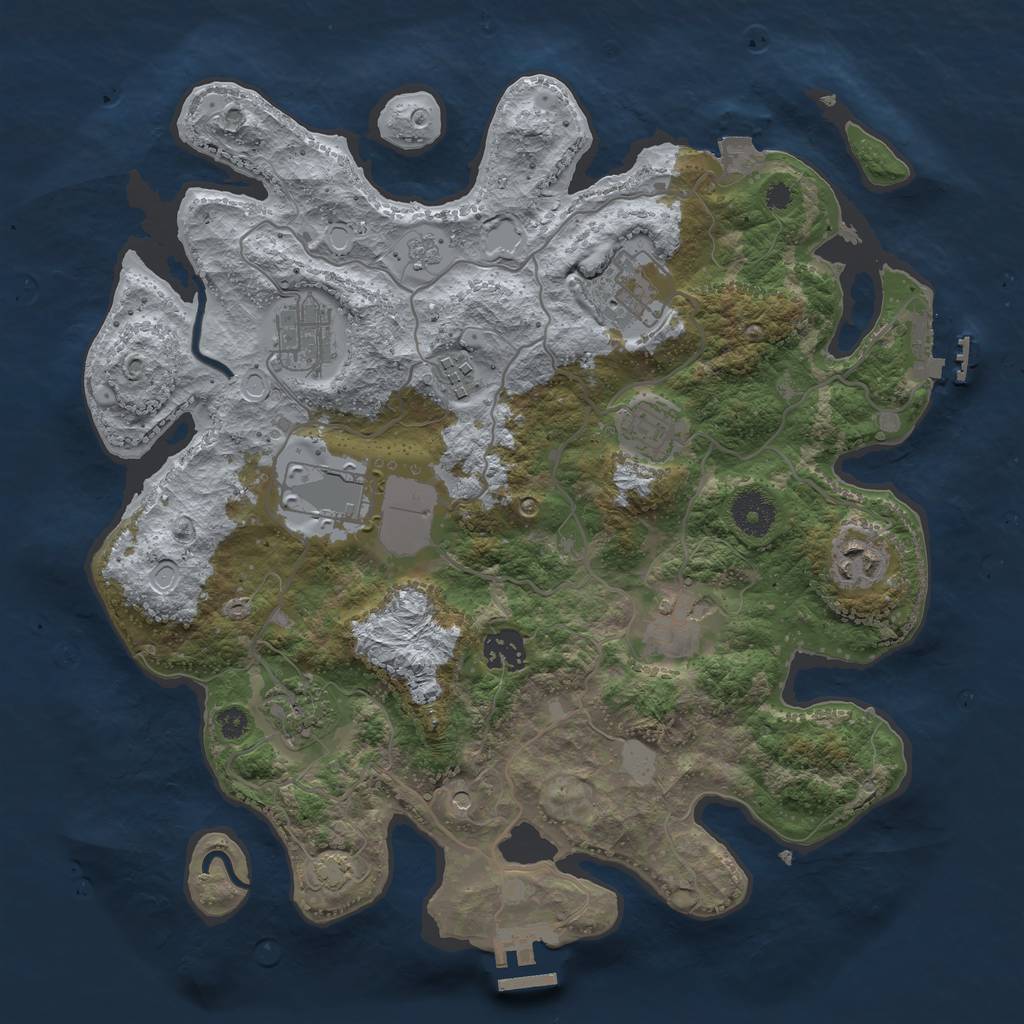 Rust Map: Procedural Map, Size: 3500, Seed: 694749274, 17 Monuments