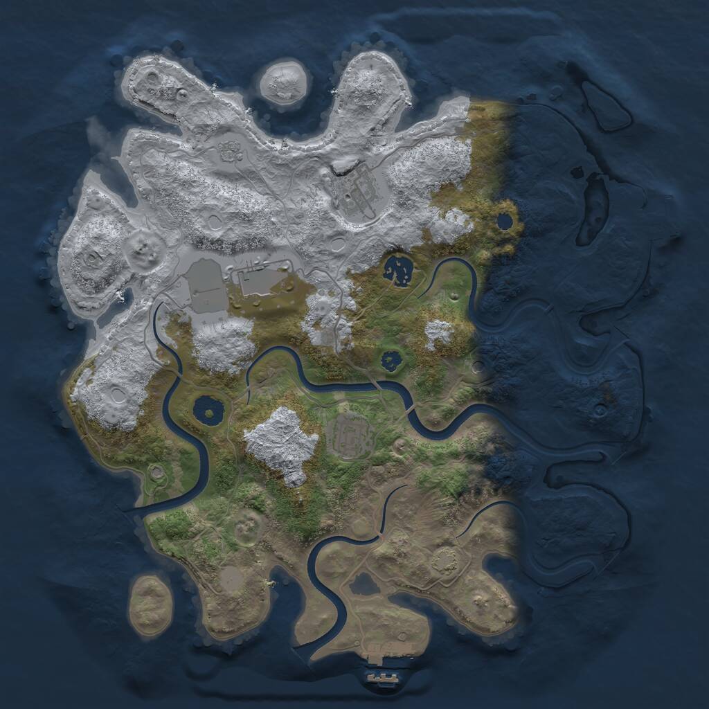 Rust Map: Procedural Map, Size: 3500, Seed: 694749274, 10 Monuments