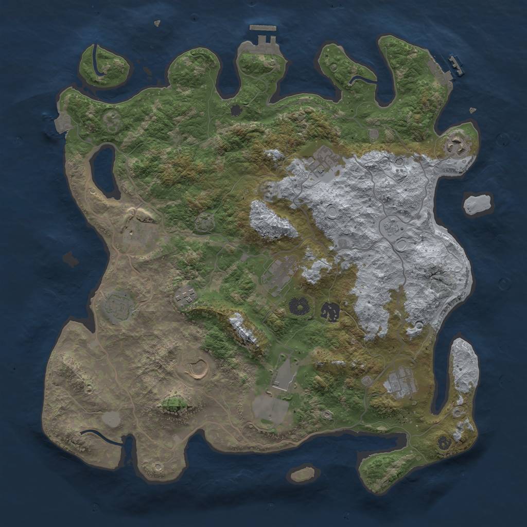 Rust Map: Procedural Map, Size: 4000, Seed: 806487190, 18 Monuments