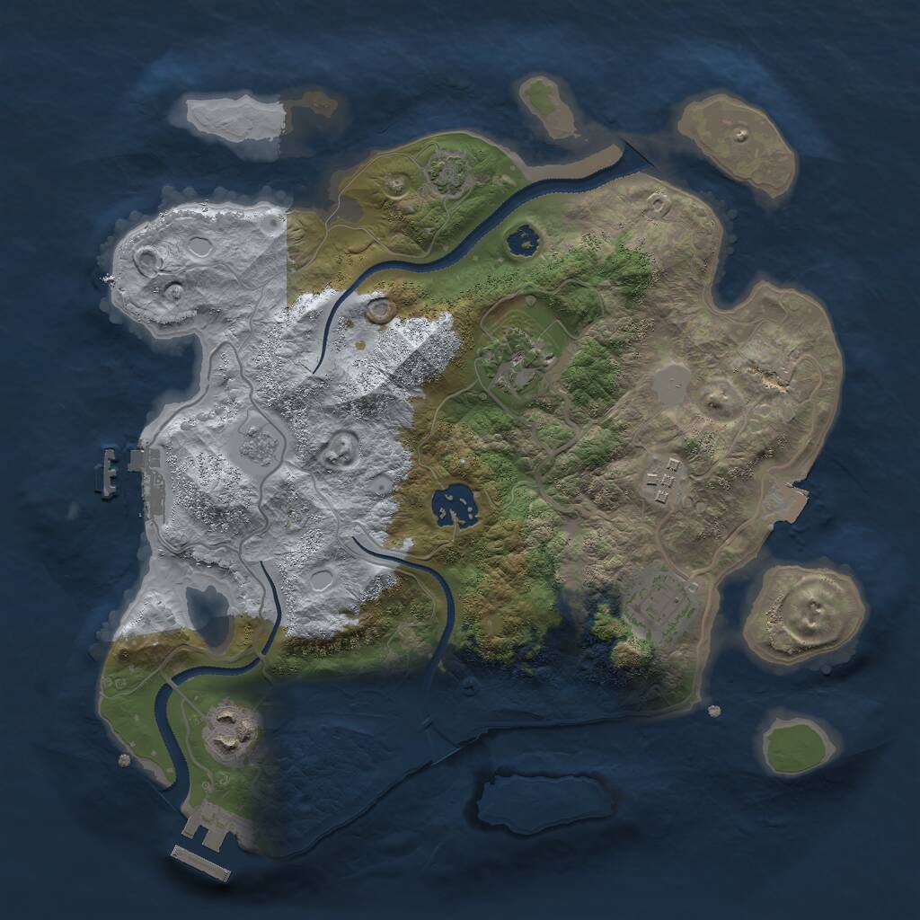 Rust Map: Procedural Map, Size: 3000, Seed: 1720015507, 10 Monuments