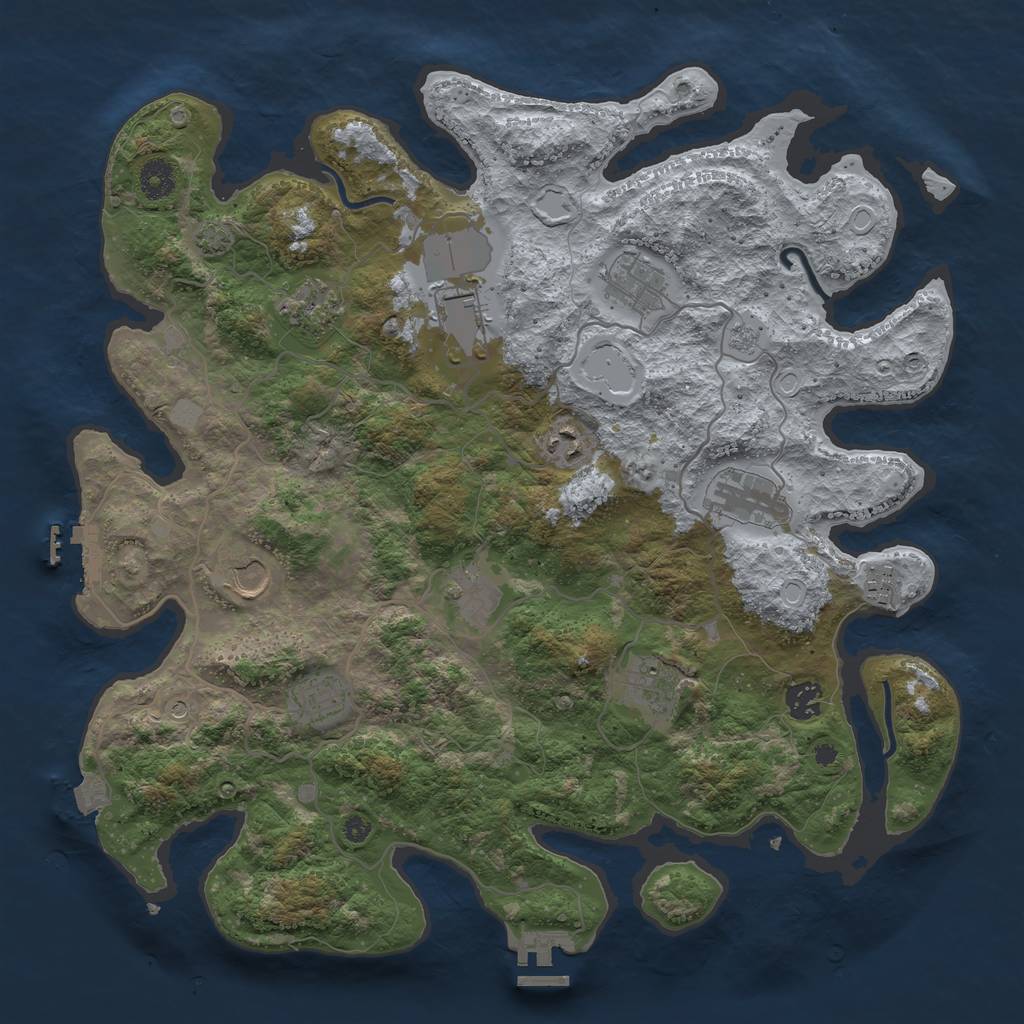 Rust Map: Procedural Map, Size: 4000, Seed: 913296233, 19 Monuments