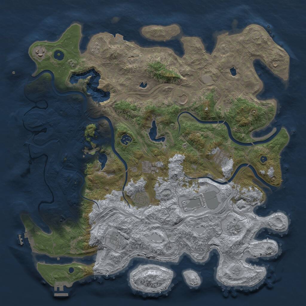 Rust Map: Procedural Map, Size: 4500, Seed: 2061478871, 16 Monuments