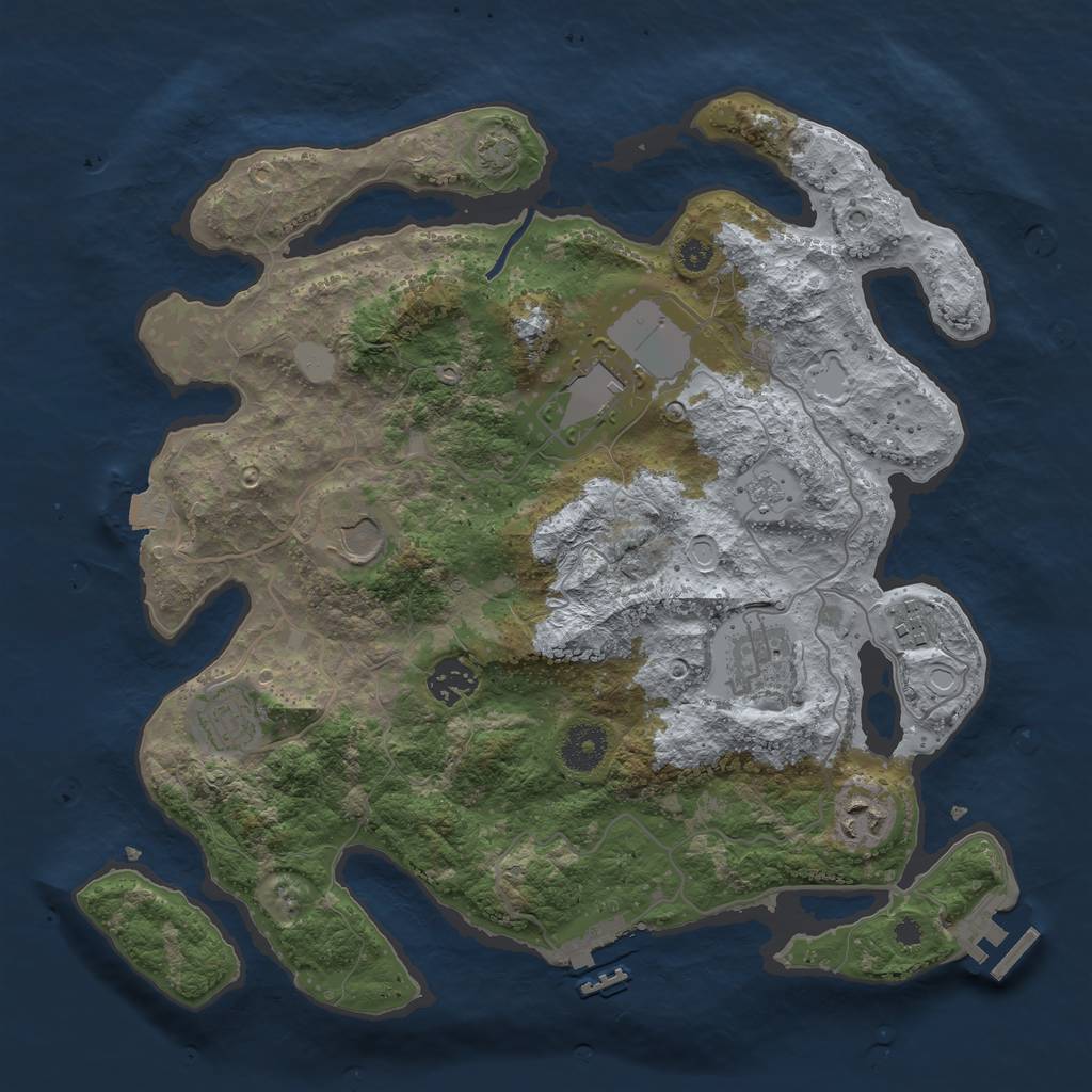 Rust Map: Procedural Map, Size: 3500, Seed: 1450967242, 14 Monuments